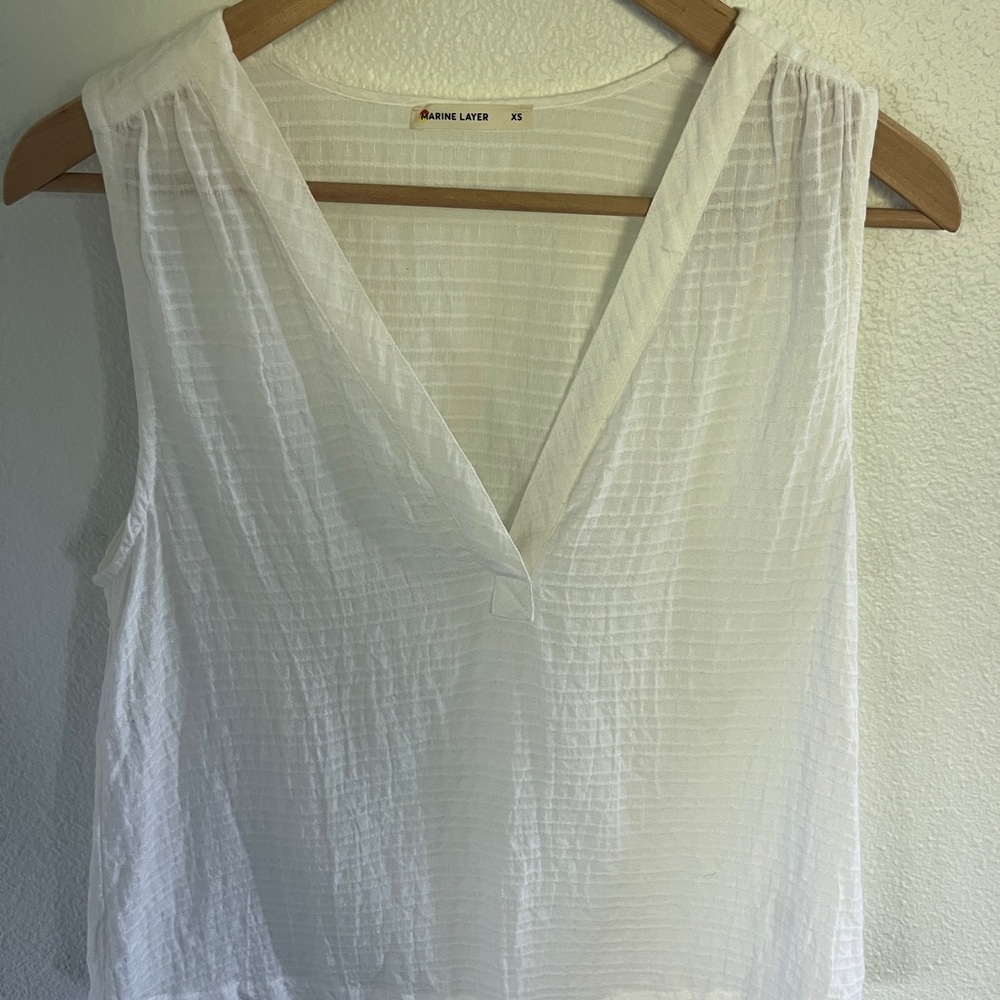 Marine Layer Tory Tank in white shadow stripe XS